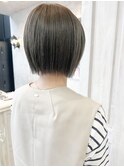 福山市美容室Caary大人気ミニボブ透明感オリーブグレージュ