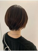 20代30代大人可愛いモカブラウンくびれボブ耳掛け透明感