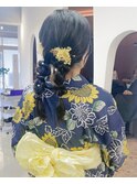 【hinari】#浴衣スタイル #編みおろしヘアアレンジ