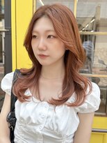 ミリ(mm)&nbsp;レイヤーカット オレンジブラウン カラー 韓国 髪質改善 仙台