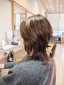 ヘアーズファイン(hair's fine) 30代40代向け◎冬の透明感大人ウルフボブ×グレージュ