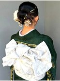 成人式 ヘアセット カチモリ お団子 タイトヘア 和装ヘア