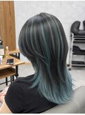 「柏倉指名」ウルフ×ハイライトデザイン×ターコイズブルー