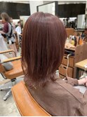 お客様ヘア レッドブラウン ピンクブラウン ブリーチなし 暖色