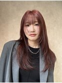 miu&橋本愛海　顔まわりレイヤーとトレンドレッドカラー