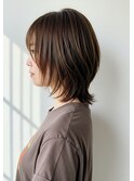 30代40代50代外ハネミディアムレイヤーネオウルフ髪質改善白髪染