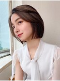ボブシースルーぱっつん前髪おくれ毛ロブミディアムロング