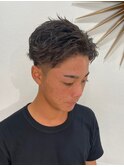 無造作刈り上げオールバックソフトツイストスパイラルパーマ