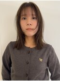 顔周りレイヤーロブ×オリーブカラー