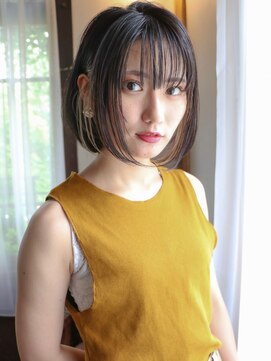 ロンド 表参道店(Lond) ワンレングスボブ*フェザーバング×インナーカラーベージュ