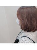 Aラインボブ/ピンクカラー／フェザーバング