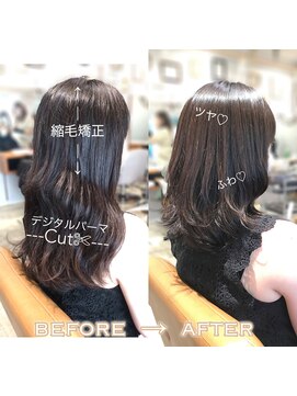 ラブクロムトーキョー オモテサンドウ(LOVECHROME OMOTESANDO) 黒髪パーマストカール/黒髪ロング☆縮毛矯正デジタルパーマ