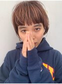 オン眉ワイドバングボブ　コーラルピンク