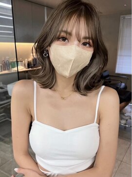 サイン 表参道(SIGN) 韓国ヘアグレージュカラーブリーチ無し髪質改善イヤリングカラー