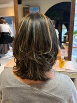 ヘアリゾート粋 ティガ 池袋店(tiga)&nbsp;ウルフミディ/ハイライトカラー/ブラウンベージュ