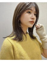 ガーデン 銀座(GARDEN)&nbsp;ミディアムヘア暗めカラー大人かわいいレイヤーカット前髪カット