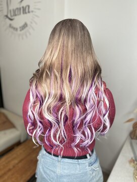 ルアナ エクステ 名古屋栄店(Luana.) 3色でのエクステでつくるホワイトパープルグラデ