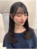 レイヤーカット、ダークグレージュ、前髪レイヤー
