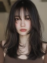 ケシキ 表参道 原宿(kesiki.)&nbsp;ミディアムレイヤー顔周りカットハッシュカットワンホンレイヤー