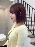 切りっぱなしボブ／ラベンダーブラウン