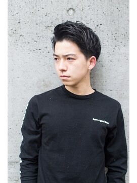 ページボーイ美容室 黒髪×2ブロック×アップバング