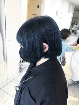 デイジー インデックスヘア 大島店(DAISY index hair) ミニボブ×ネビージュ×くすみブルー ネイビーカラー ブルー