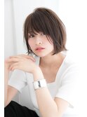 切りっぱなしボブ/大人ボブ/グレージュ/