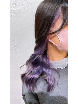 アジールヘア 所沢プロペ通り店(agir hair) インナーカラーペールラベンダーメルティカラーフェミニンロング