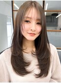 韓国風レイヤー大人可愛いロングシースルーバング20代30代40代