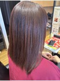 髪質改善トリートメント縮毛矯正ピンクカラー(山鼻/札幌/市電)