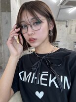 サイン 渋谷(SIGN)&nbsp;韓国ボブハッシュカットレイヤーカットグレージュブリーチ無し