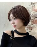 (岩田莉奈)うる艶カラー30代40代50代丸みショートひし形新宿