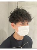 大人短髪黒髪メンズショートパーマ/カーリーパーマ