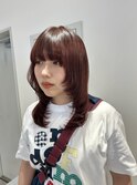 ミディアム/レイヤー/透明感暖色カラー/ピンクブラウン