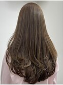 明るめオリーブベージュ 髪質改善 ロングレイヤー