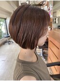 大人ショートボブ/ブリーチなしカラー/小顔似合わせカット