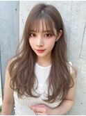 レイヤーカットミルクティーベージュ夏カラーブリーチ無しカラー