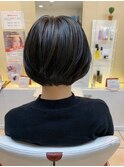 ひし型/丸み/グラデーション/ショートボブ/黒髪/小顔/30代40代