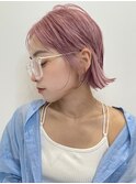 ピンクパープル レイヤーボブ 外ハネ t1023