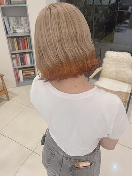 アース 高崎店(HAIR & MAKE EARTH) ミルクティーベージュ_エンドカラー_キツネカラー_切りっぱなし