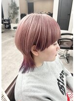 イースブルー 高松店(Y’s Blue)&nbsp;◎お客様スタイル◎ハイトーンピンク◎マッシュウルフ