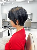 大人ショートボブ丸みショートカットマッシュショート前髪あり