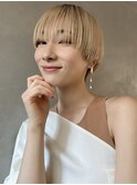 マッシュショート×ハイトーンベージュ