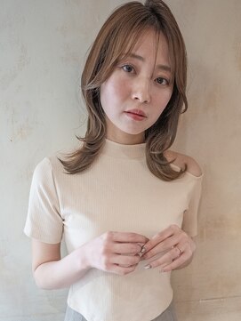 フリックヘアサロン 梅田茶屋町2号店(FLICK HAIR SALON) くすみベージュ/セミロング/韓国風