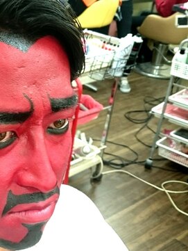 ヘアセットアップス(UP's) ☆迫力満点☆ハロウィーンペイントメイク～♪カッコイイ赤鬼２♪