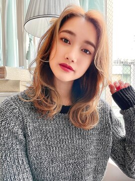 ロンドローズ 名古屋(Lond damaskRose) チョコレート 切りっぱなし イヤリングカラー 韓国ヘア 顔周り