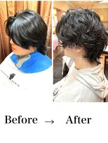 ヨシザワインク ハコザキ 水天宮前 日本橋人形町(YOSHIZAWA Inc.HAKOZAKI) 20代30代ウルフパーマビフォーアフタープードルパーマスパイラル