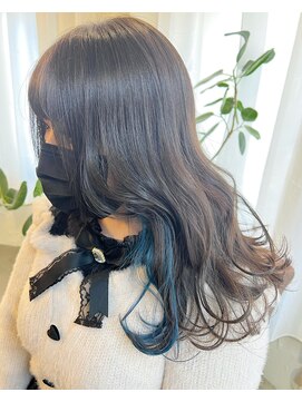 キング 梅田(K!ng) 【梅田】インナーブルーインナーカラーブルーカラー艶髪カラー