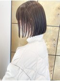 ブリーチなしグレージュ グレージュ 切りっぱなしボブ ボブ