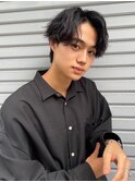 センターパートメンズマッシュパーマニュアンスパーマ刈り上げ